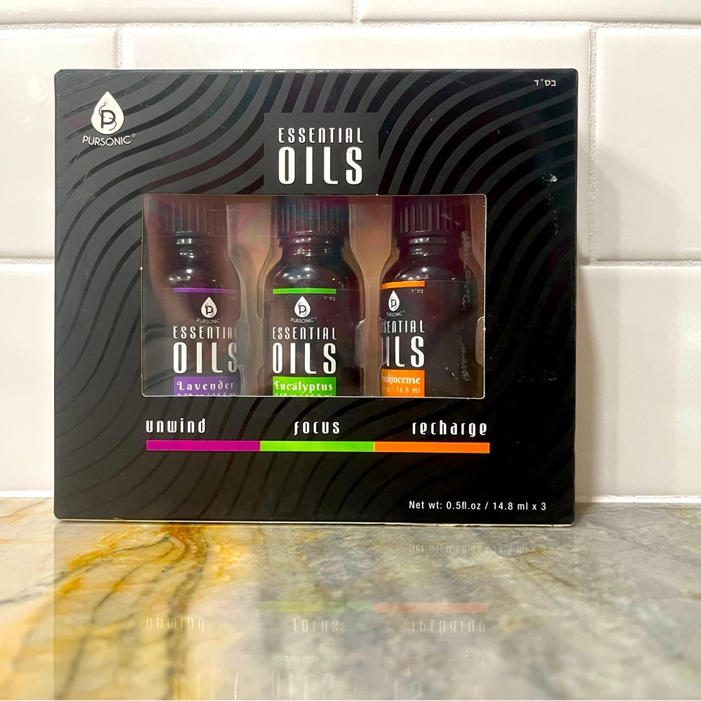Pursonic Aromatherapy Essential Oils (3)‎ Lavender,Eucalyptus & Frankincense New